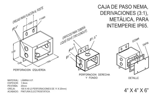 Caja De Paso, Nema, 6 X4 X4 (150 X 100 X 100 Mm)