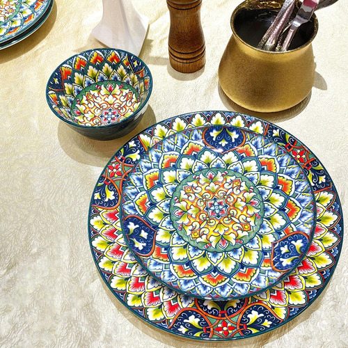 Juos De Vajilla De Mandala De Ya Ju (12 Pc) Sirve 4, Vajilla