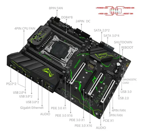 Kit Gamer Placa Mãe X99 Mr9s Green Xeon E5 2699 V3 32gb Cool