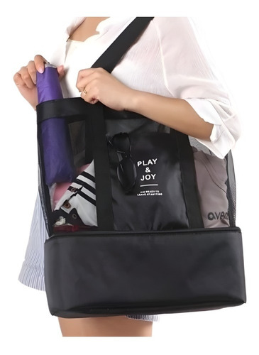 Bolso De Playa Y Picnic Con Zona Cooler Negro Cool Bags