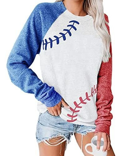 Imagen 1 de 4 de Tops De Béisbol Para Mujeres Raglan Camisas Blancas Jhhgb