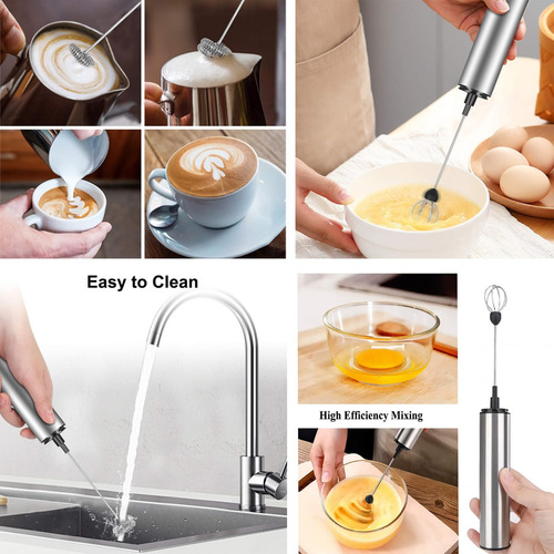 Espumador De Leche Manual Recargable Con 3 Batidores