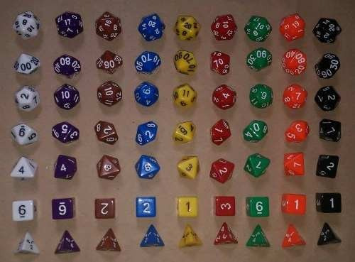 Jogo Dados Rpg 7 Sete Peças D4, D6, D8, D10, D10%, D12 E D20