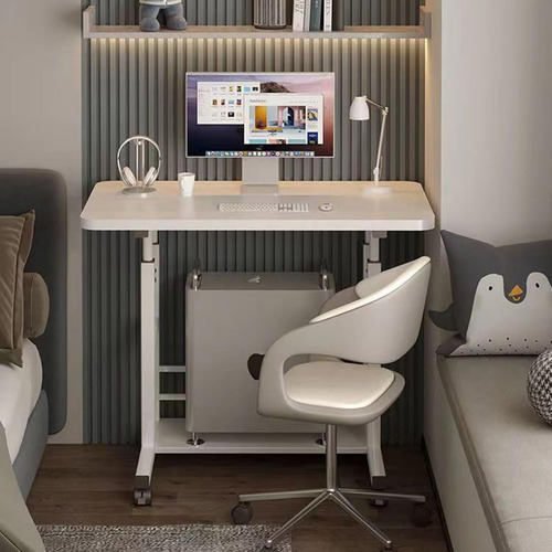 Mesa Escritorio Móvil Ajustable Altura Ruedas Portátil Negro