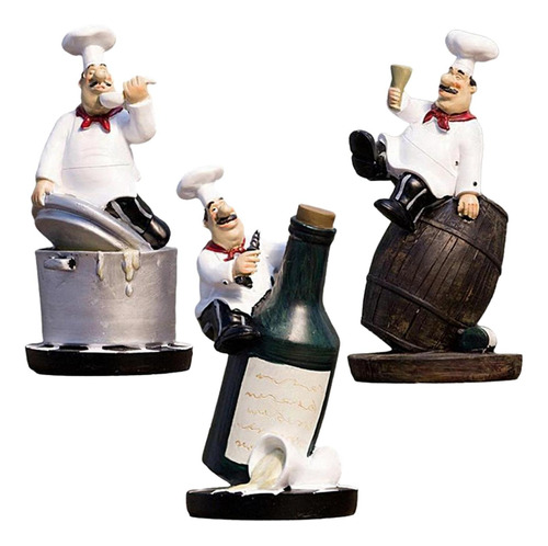 3x Estatua De Estatuilla De Chef Europeo Cocina Restaurante