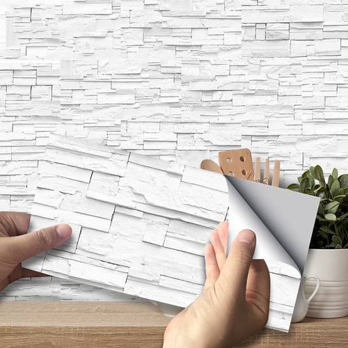 Imagen 1 de 8 de Papel Tapiz Ladrillos A Cuadros Gris Piedra Textura Moderno