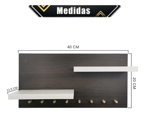 Imagen 6 de 10 de Perchero Organizador Porta Llaves De Pared Melamina Moderno