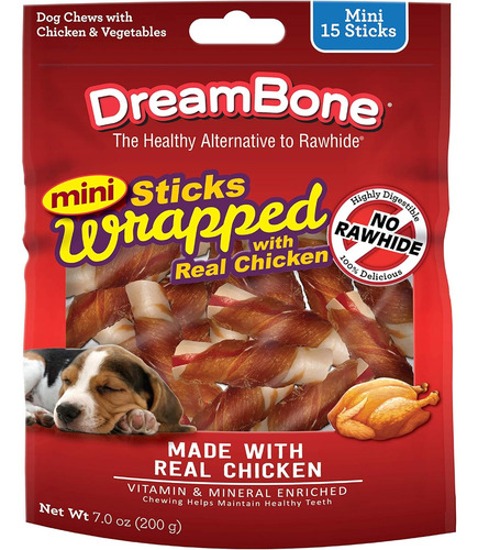 Dreambone, Mini Palitos Envueltos En Pollo Real, 15 Unidades