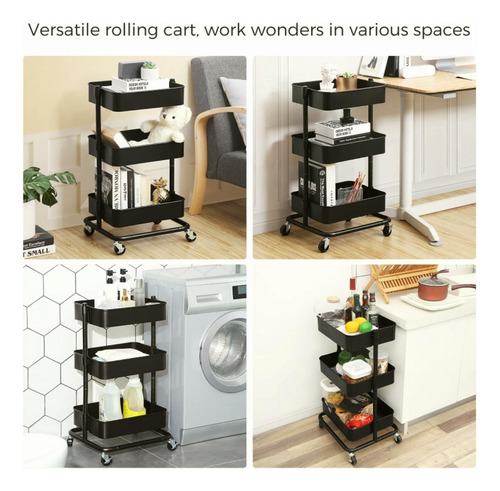 Songmics Ubsc60b Carrito De Metal De 3 Niveles, Carrito De