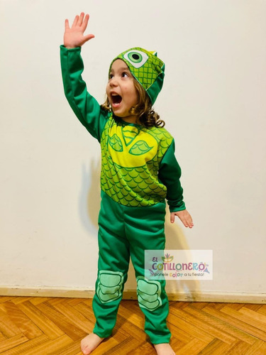 Imagen 1 de 2 de Disfraz Economico Pj Masks Verde (gekko) Infantil X 1