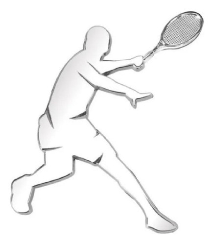 Emblema Adesivo Alto Relevo 3d Tenista Masculino Cromado