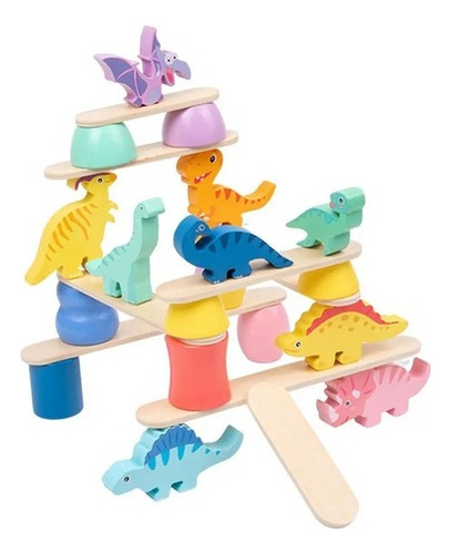 Juego De Equilibrio Dinosaurios Apilables Madera Montessori