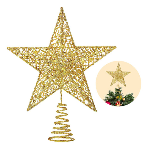 Estrella Dorada De Metal Para Arbol De Navidad 24 X 20 Cm