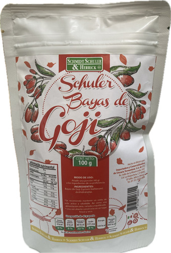 Bayas De Goji Enteras Deshidratadas Schuler 100 Grs