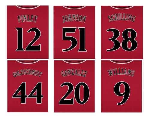 Arizona Diamondbacks Nba Poster Set De Seis Camisetas Vinta.