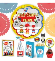 Comprar Kit Imprimible Superhéroes Bebés + Banner Fondo Mesa Dulce