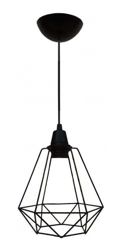 Pendente Lustre Luminária Aramado Diamante Preto Ou Cobre