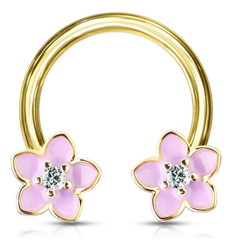 Flor De Esmalte Rosa Calibre 14 Con Barra Circular Central C