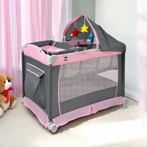 Cuna Corral Bebes Plegable Cambiador Removible Ruedas Juegos