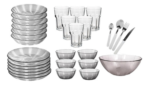 Set De Vajilla Completa 6 Personas Plato Vaso Cubierto 49pza