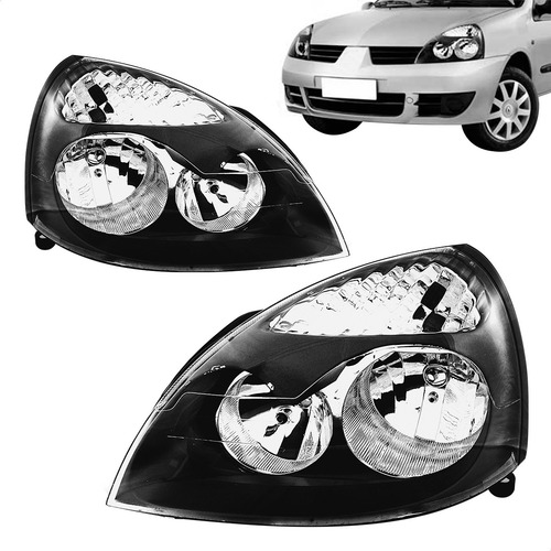 Farol Clio 03 04 2005 2006 Foco Duplo Máscara Negra Elétrico
