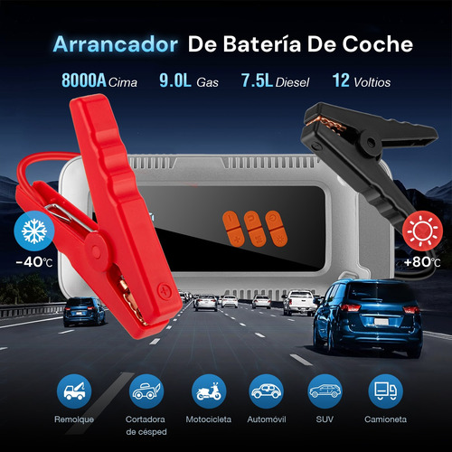 Arrancador De Batería De Auto Portátil 8000a Inflador 150psi