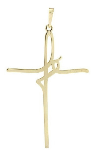 Pingente Crucifixo Fé Manuscrito Grande Ouro 18k