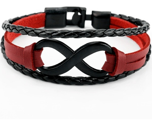 Pulseras Tipo Piel - Infinito Negro Plateado - Blanco Café