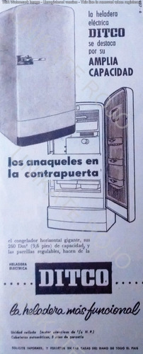 Lote 2 Antiguas Publicidad Clipping Heladera Ditco Año 1957