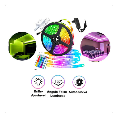 Fita Led Rgb 5mt Iluminação Decoração Piscina Sanca Env 24h Tensão de operação 12V 127/220V
