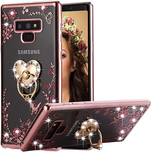 Galaxy Note 9 Caja Anillo Rosa, Miniko (tm) Suave Slim Bling