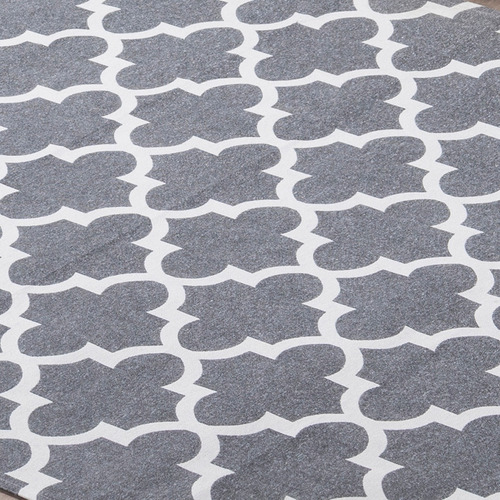 Tapete Jacquard 2,50 X 1,45m Antiderrapante P/ Sala Quarto Comprimento 2.5 M Cor Medalhão Cinza Desenho Do Tecido Geométrico Largura 1.45 M