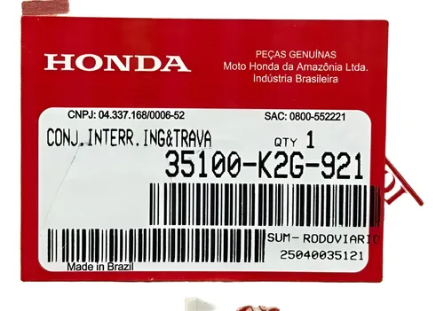 Chave Ignição (contato) Fan 160 2025 Original Honda Lançame