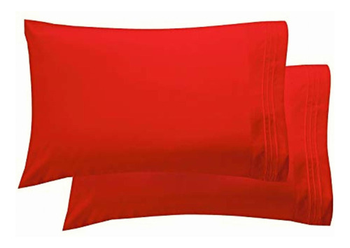 Elegant Comfort 2 Fundas De Almohada Estándar, Color Rojo Liso