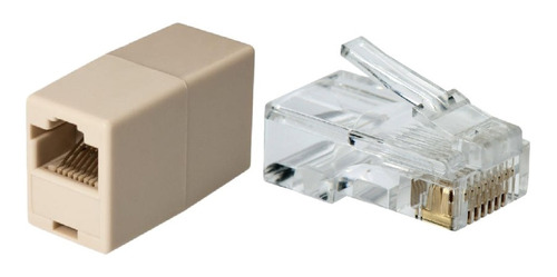 Conector Rj45 Macho Cat5  X100u  + Conector Rj45 Hembra X10u