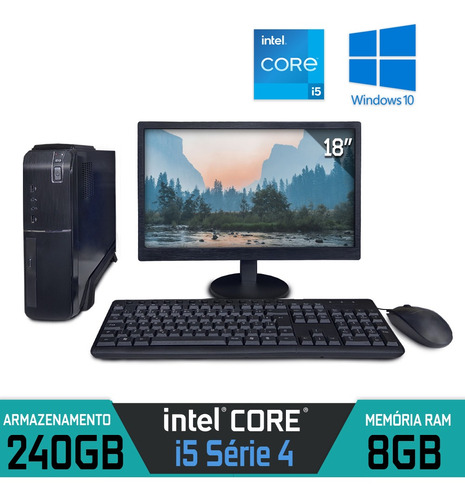 Imagem 1 de 4 de Computador Completo Core I5 Série 4 Ram 8gb Ssd 240gb Win 10