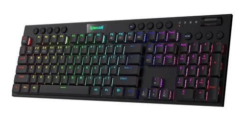 Imagen 3 de 5 de Teclado gamer bluetooth Redragon Horus K618 QWERTY Redragon Low profile Linear Red español latinoamérica color negro con luz RGB