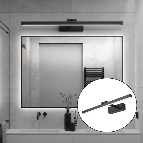 Espejo Led Luz Baño Los 50cm 12w Luz Blanca Negra