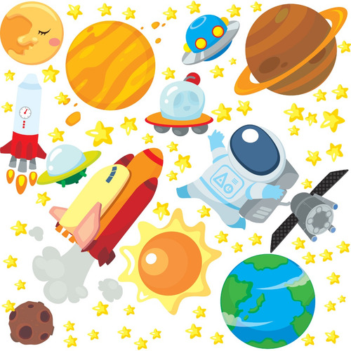 Imagem 5 de 5 de Adesivo De Parede Infantil Espaço Quarto Menino Planeta