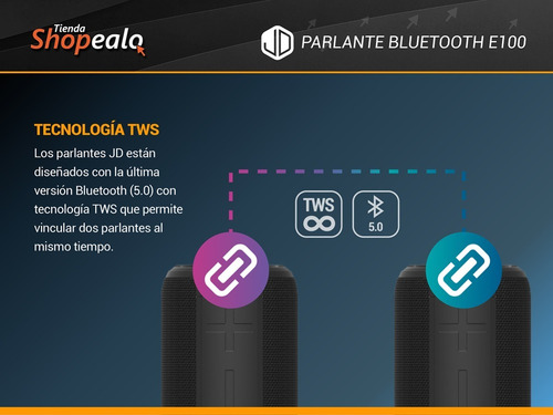 Imagen 4 de 8 de Parlante Portátil Inalambrico Bluetooth 5.0 Jd E100 10w Rms