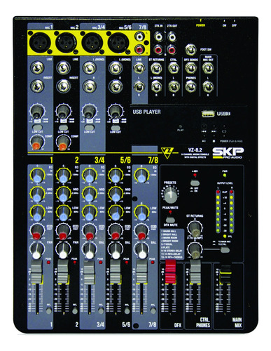 Consola Mixer 8 Canales Skp Vz 8.2 Usb Compresor Efectos