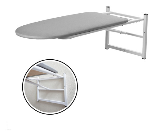 Tabua Passar Roupa Para Parede Dobrável Mesa Porta Ferro Cor Branco Liso