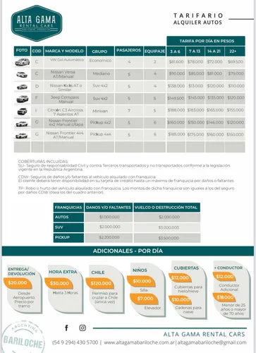 Alquiler Camionetas Y Autos En Bariloche De Altagama