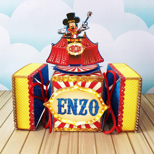 Kit Festa Lembrancinha Caixinhas Circo Mickey 30 Unidades