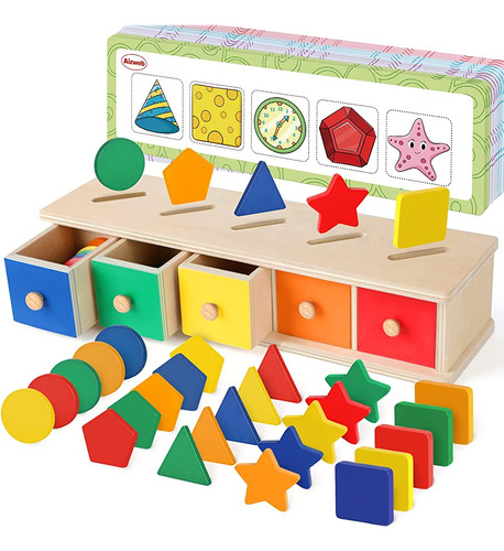 Aizweb Color Shape Sorting Toy Para Niños Pequeños De 1 A 3 