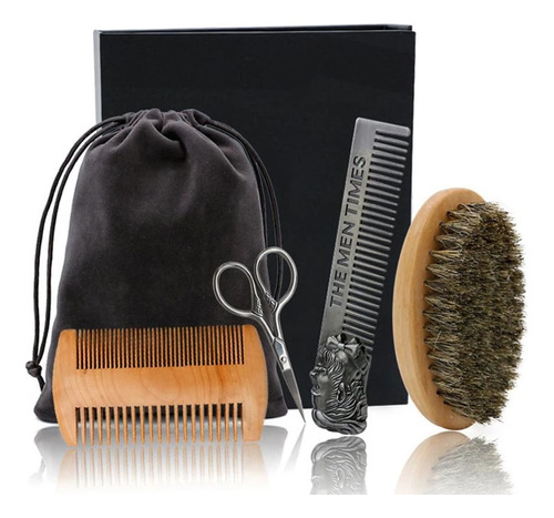 Set De Cepillos Para Barba Brush Beard Steel Care Peine Set