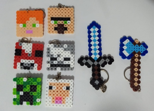 Llaveros De Minecraft Pixelart (8 Piezas) Alex