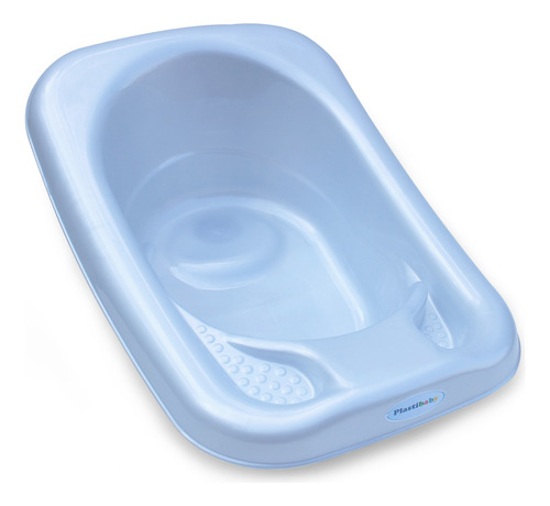 Banheira Bebê 32 Lts Valvula Água Perolado Plastibrasil Cor Azul Lisa