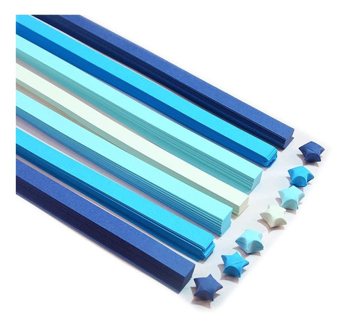 Origami Estrella Papel Tira Azul Degradado Color 1620 Hoja