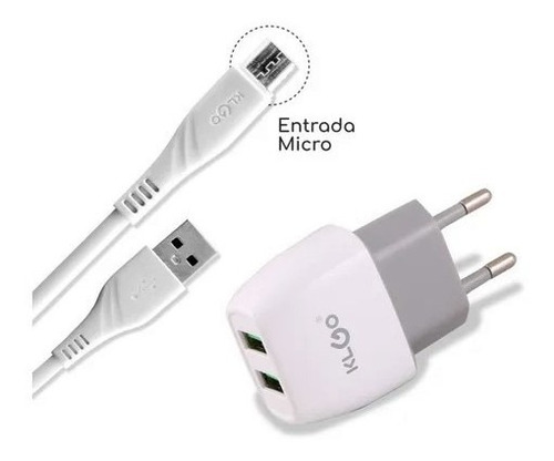 Carregador Micro Usb Com Cabo Branco Klgo Kc-8a